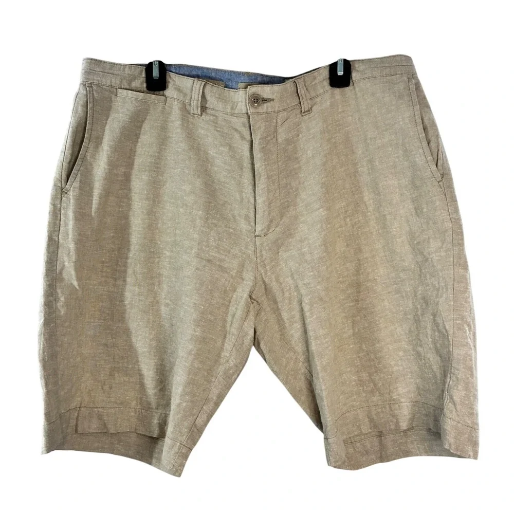 Bruno Linen Shorts Mens 38 Tan Classic Fit Washable Summer Beach Coastal Casual